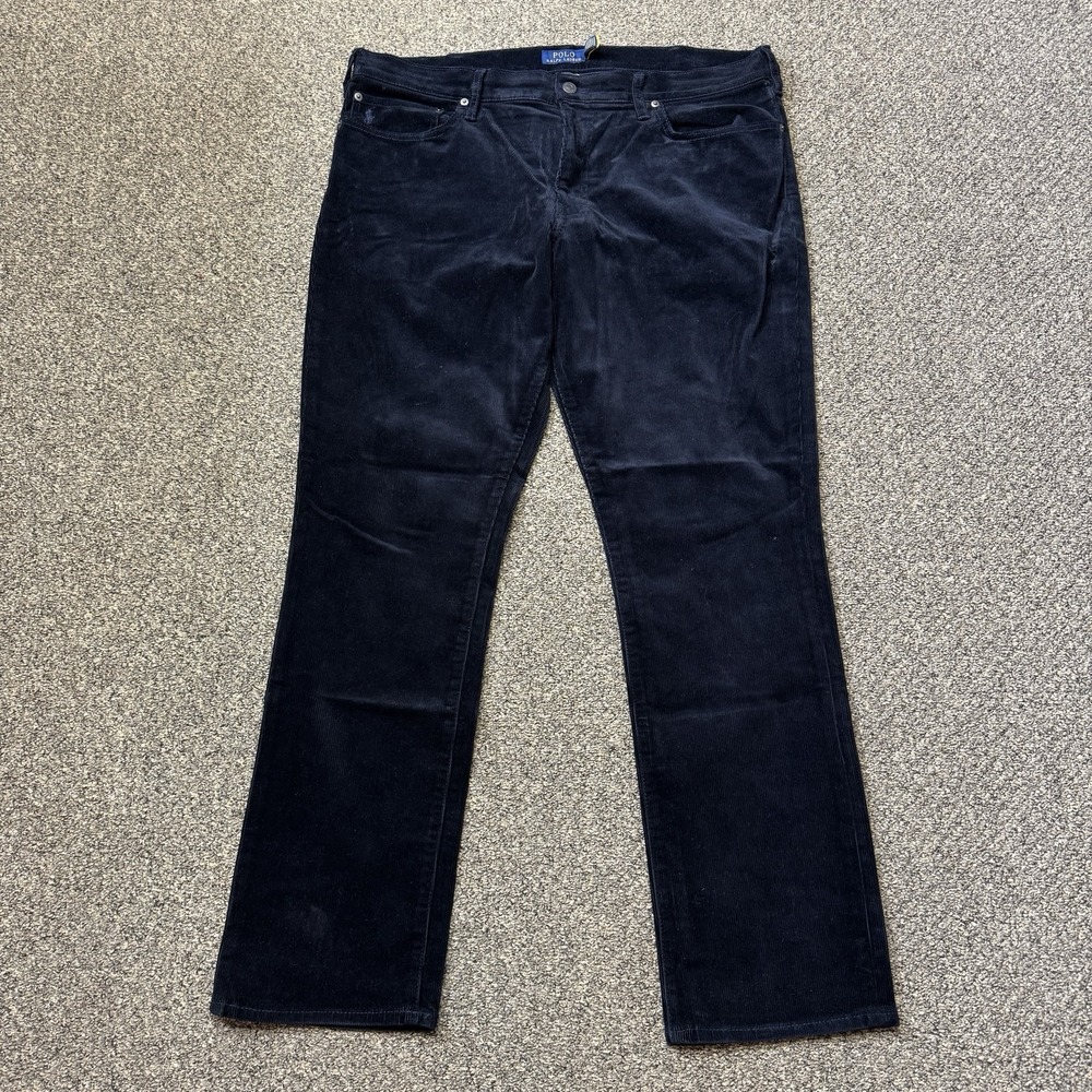 Polo Ralph Lauren Varick Corduroy Pants Mens 38x32 Blue Slim Straight Pony